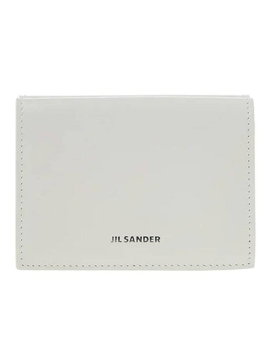 Logo Tri-Fold Leather Half Wallet White - JIL SANDER - BALAAN 1