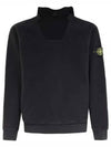 Gauzed Regular Fit Cotton Nylon Fleece Hoodie Black - STONE ISLAND - BALAAN 2