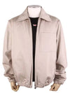 Heart Logo Zip-up Jacket Light Beige - AMI - BALAAN 3