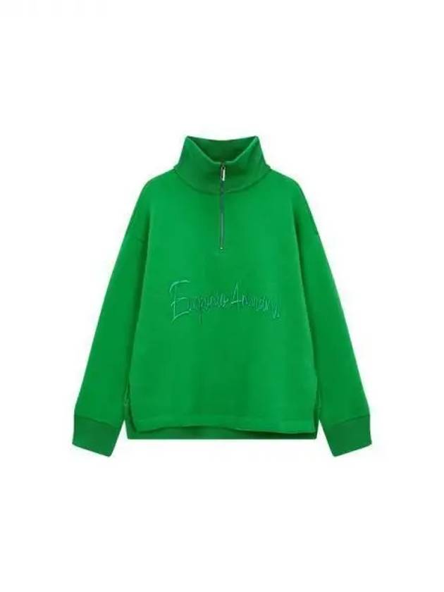 Women s Embroidered Logo Half Zip Up Sweatshirt Green 270209 - EMPORIO ARMANI - BALAAN 1