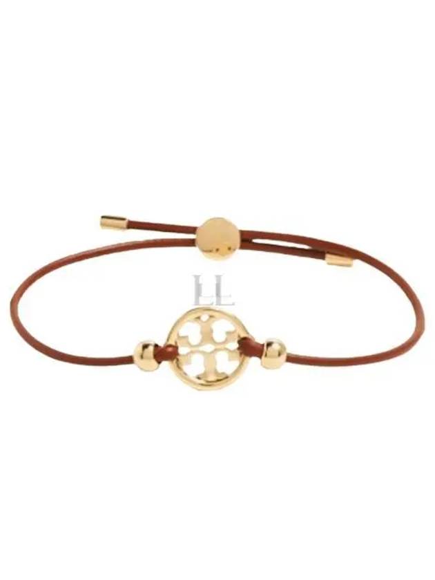 Miller Logo Charm Slider Leather Bracelet Brown - TORY BURCH - BALAAN 2