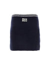 Women s Skirt Back Logo Embroidery Cashmere Silk MMG494SOOO14MW F067K - MIU MIU - BALAAN 2