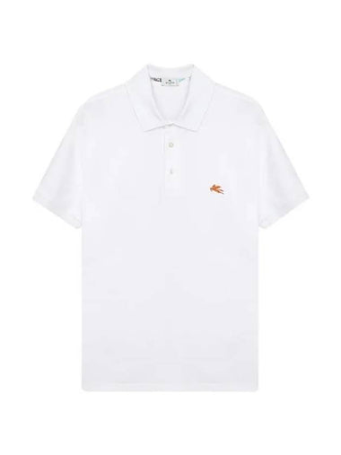 Embroidered Logo Short Sleeve Polo Shirt White - ETRO - BALAAN 1