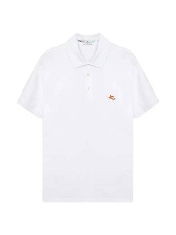 Embroidered Logo Short Sleeve Polo Shirt White - ETRO - BALAAN 1