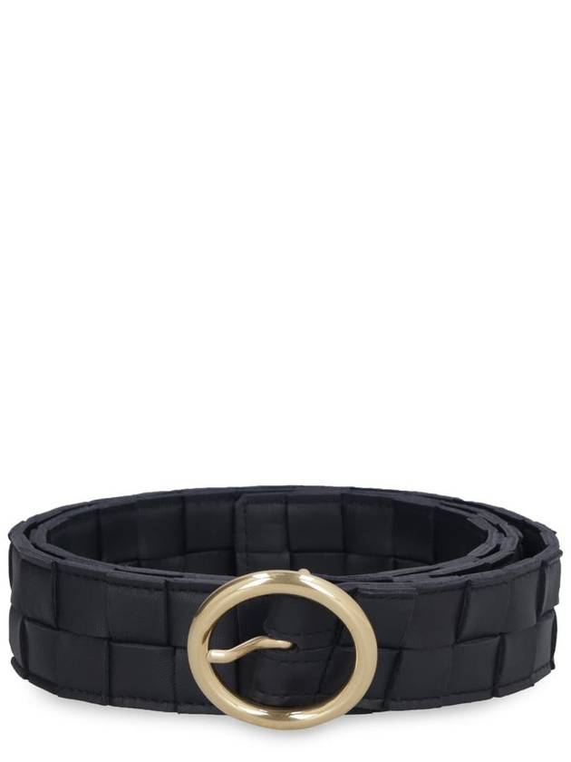 Maxi Intrecciato Leather Belt Black - BOTTEGA VENETA - BALAAN 2