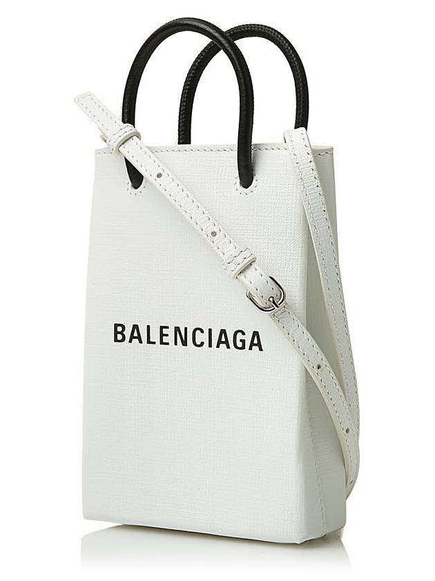 Logo Leather Phone Holder Mini Bag White - BALENCIAGA - BALAAN 3