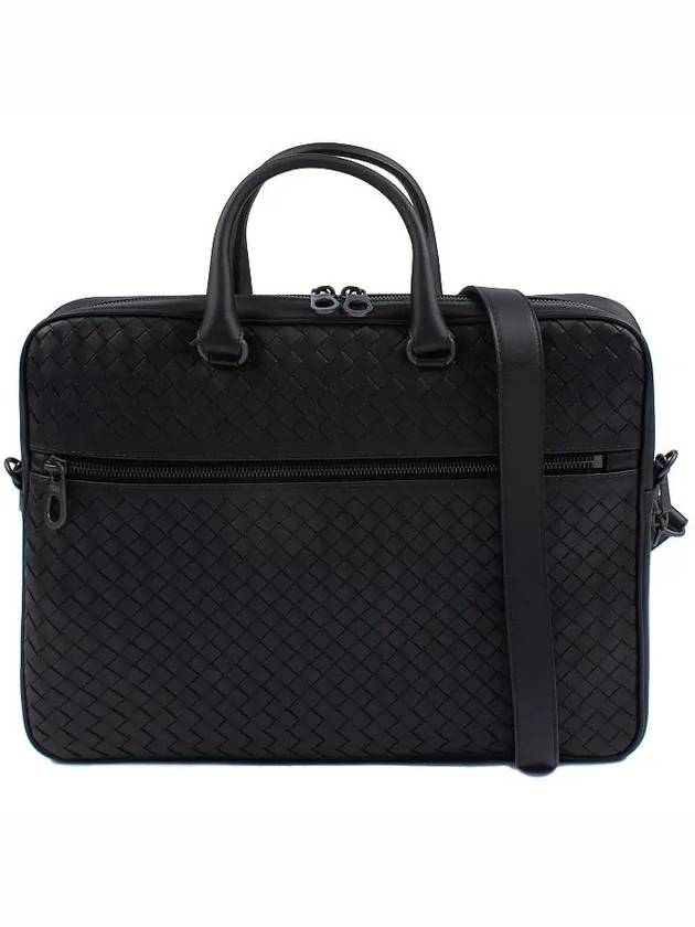 Intrecciato Calfskin Business Briefcases Black - BOTTEGA VENETA - BALAAN 3