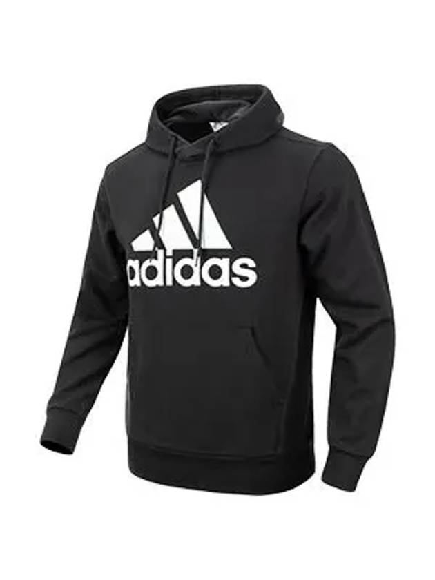 Essentials Big Logo French Terry Hoodie Black - ADIDAS - BALAAN 4