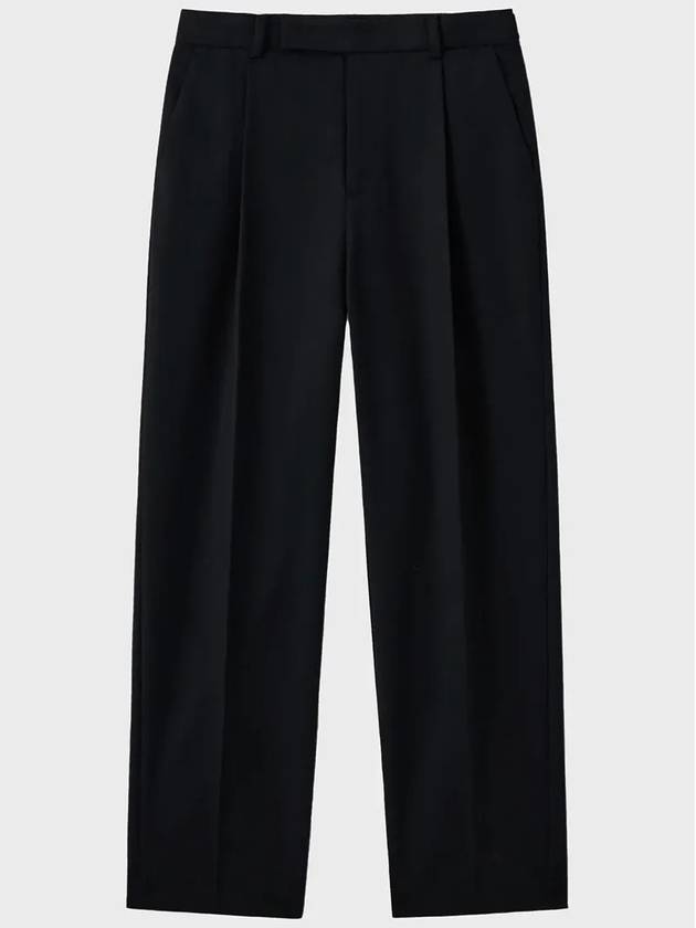 Wool One Tuck Relax Slacks Black - NOIRER - BALAAN 3