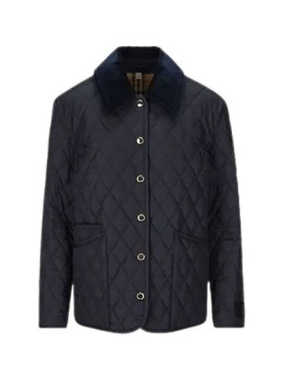 Corduroy Collar Quilted Jacket Dark Blue - BURBERRY - BALAAN 2