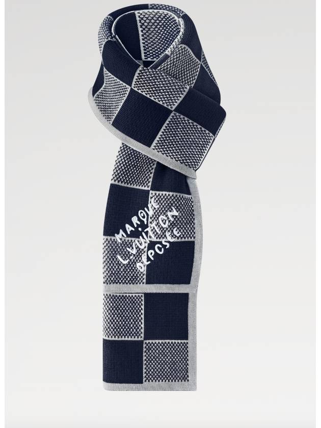 Damier Heritage Scarf Navy Blue - LOUIS VUITTON - BALAAN 2