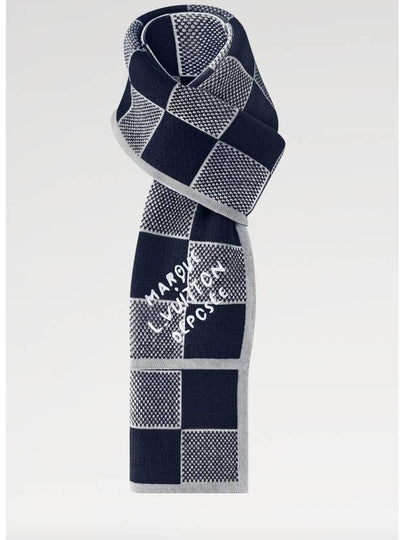 Damier Heritage Scarf Navy Blue - LOUIS VUITTON - BALAAN 2