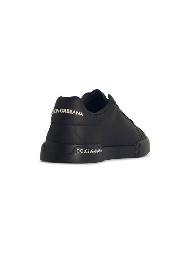 Dolce & Gabbana 'Portofino' Black Leather Sneakers - DOLCE&GABBANA - BALAAN 3