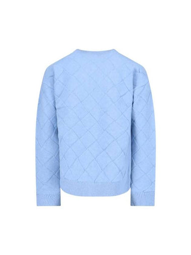 Men's Intreccio Wool Knit Top Blue - BOTTEGA VENETA - BALAAN 1