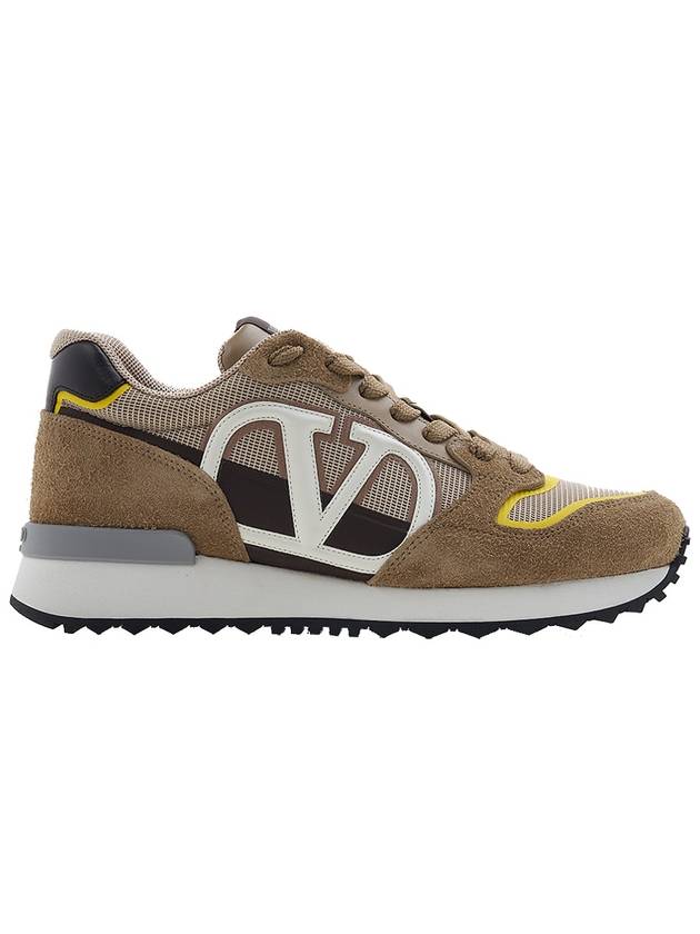 V Logo Low Top Sneakers Brown - VALENTINO - BALAAN 3