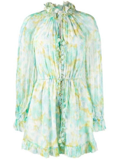 High Tide Ikat Floral Flutter Jumpsuit Aqua - ZIMMERMANN - BALAAN 1