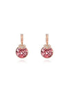 Bella V Round Drop Earrings Pink Rose Gold - SWAROVSKI - BALAAN 2