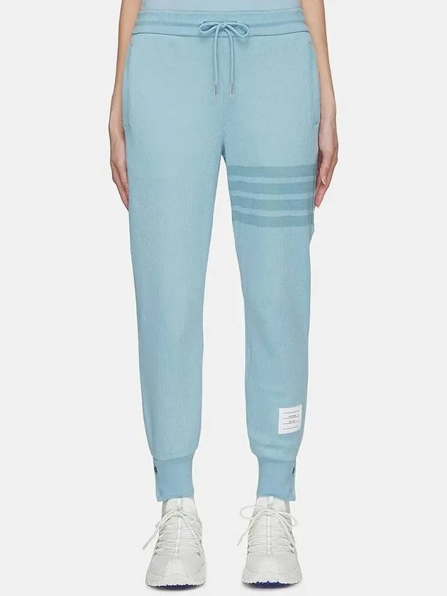 Double Face Knit 4 Bar Stripe Sweat Track Pants Light Blue - THOM BROWNE - BALAAN 3