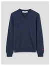 Red Heart Wappen V-Neck Wool Knit Top Navy - COMME DES GARCONS - BALAAN 2