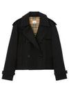 Double Breasted Crop Trench Coat Black - BURBERRY - BALAAN 2