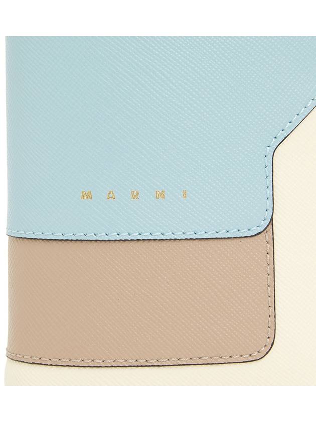 Saffiano Leather Color Block Half Wallet Blue - MARNI - BALAAN 8