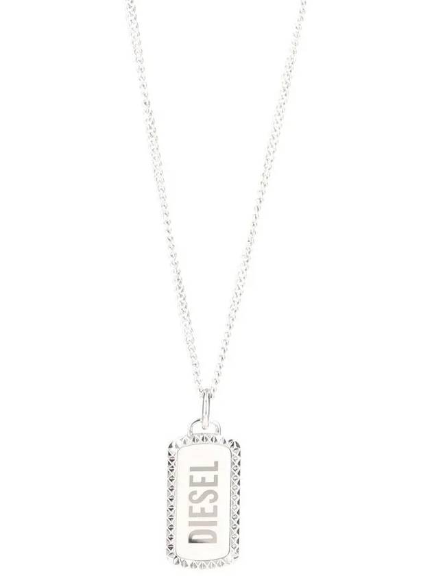 Tag Pendant Stainless Steel Necklace Silver - DIESEL - BALAAN 2