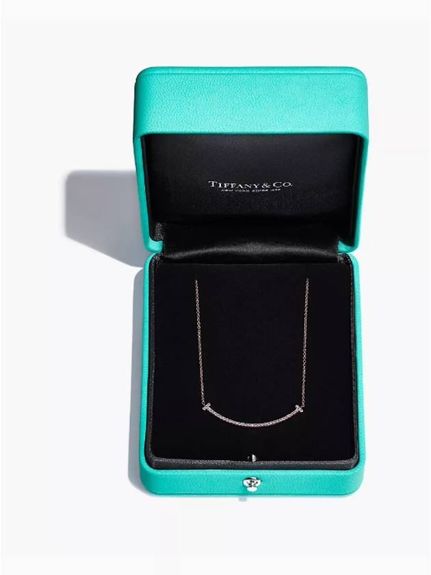 Tiffany T Smile Pendant Rose Gold Diamond Small Women's Necklace - TIFFANY & CO. - BALAAN 5