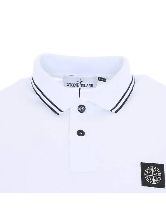 Stretch Cotton Pique Short Sleeve Polo Shirt White - STONE ISLAND - BALAAN 4