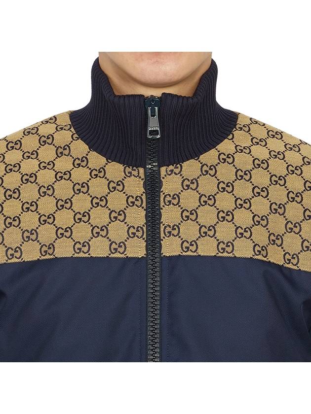 Interlocking G Nylon Canvas Zip Up Jacket Navy - GUCCI - BALAAN 7