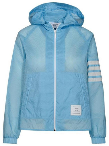 4 Bar Ripstop Polyamide Windbreaker Light Blue - THOM BROWNE - BALAAN 1