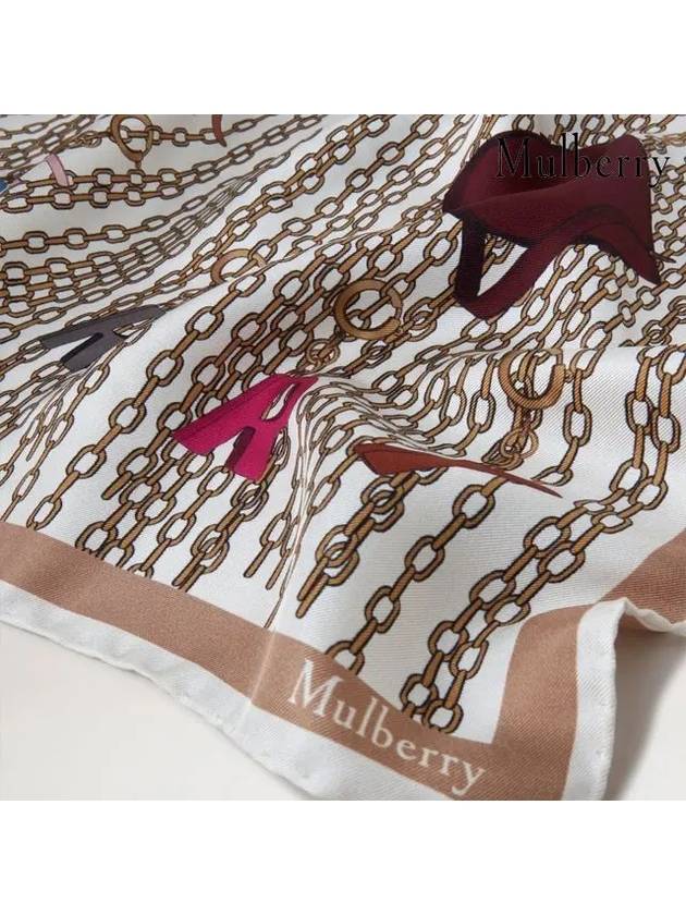 Charms and Chains Square Silk Twill Scarf Maple VS4763 975H702 - MULBERRY - BALAAN 4