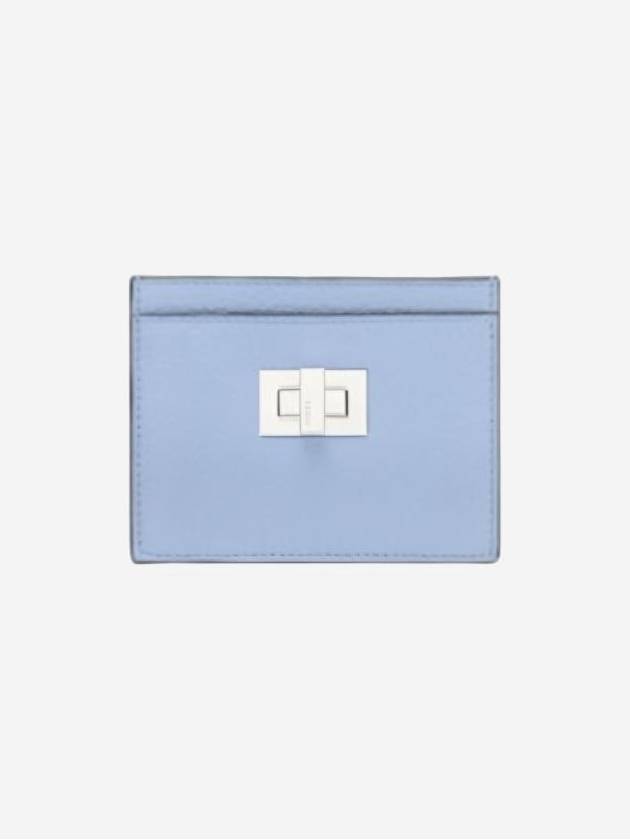 Peekaboo Selleria Leather Business Card Wallet Light Blue - FENDI - BALAAN 1