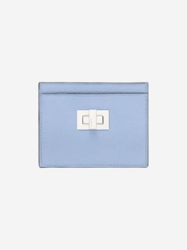 Peekaboo Selleria Leather Business Card Wallet Light Blue - FENDI - BALAAN 1