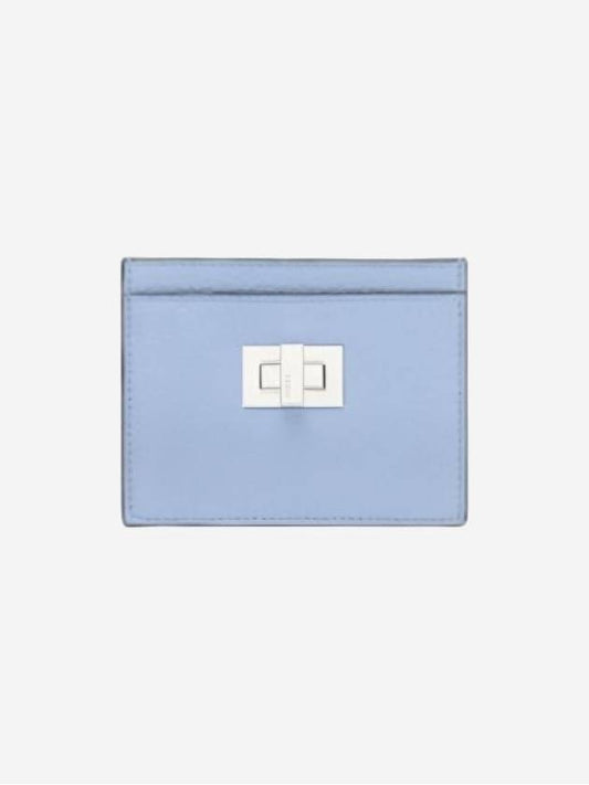 Peekaboo Selleria Leather Business Card Wallet Light Blue - FENDI - BALAAN 1