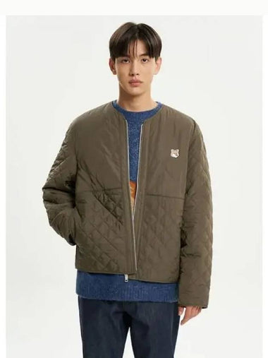 Men s Quilted Blouson Nylon Foxhead Patch Khaki Domestic Product - MAISON KITSUNE - BALAAN 1