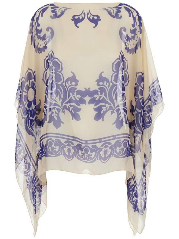 Blue Cape With All-Over Paisley Print In Silk Woman - ETRO - BALAAN 1