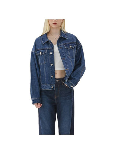 RYUL+WAI: Denim Dolman Sleeve Oversized Jacket Indigo - RYUL+WAI: - BALAAN 1