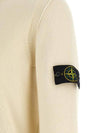 Logo Patch Lambswool Crewneck Knit Top Natural - STONE ISLAND - BALAAN 5