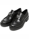 Triangle Logo Chocolate Brushed Leather Loafers Black - PRADA - BALAAN 2