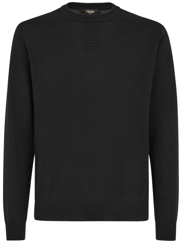 Men's Pullover Wool Sweatshirt Black - FENDI - BALAAN 2