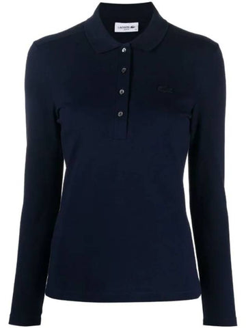 Slim Stretch Pique Polo Shirt Navy - LACOSTE - BALAAN 1