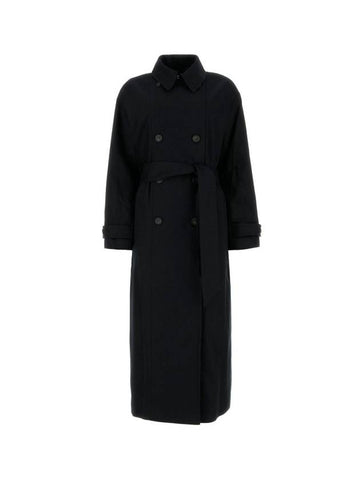 Double Brested Twill Cotton Trench Coat Black - A.P.C. - BALAAN 1
