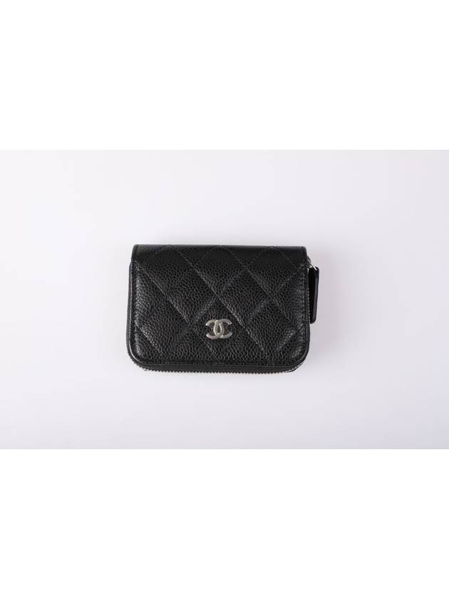 Classic zipper card wallet caviar black silver AP0216 - CHANEL - BALAAN 2