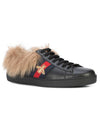 Women's Ace Bee Fur Low Top Sneakers White - GUCCI - BALAAN 2