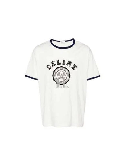 Blason Loose Cotton Jersey Short Sleeve T-Shirt Off White - CELINE - BALAAN 2