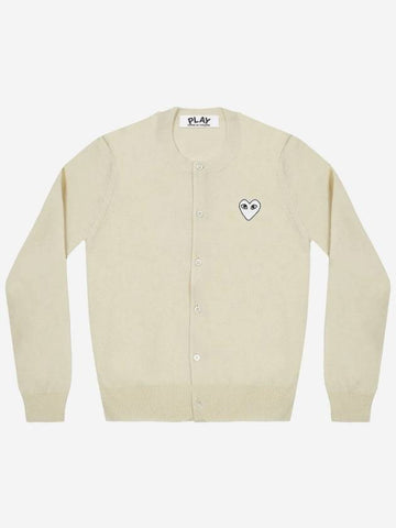 Play Comme des Gar ons Men and Women White Heart Knit Cardigan Natural AX N065 051 3 - COMME DES GARCONS PLAY - BALAAN 1