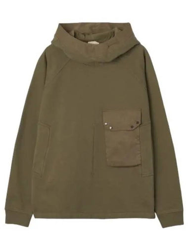 Garment dyed cotton jersey pocket hood military green - TEN C - BALAAN 1