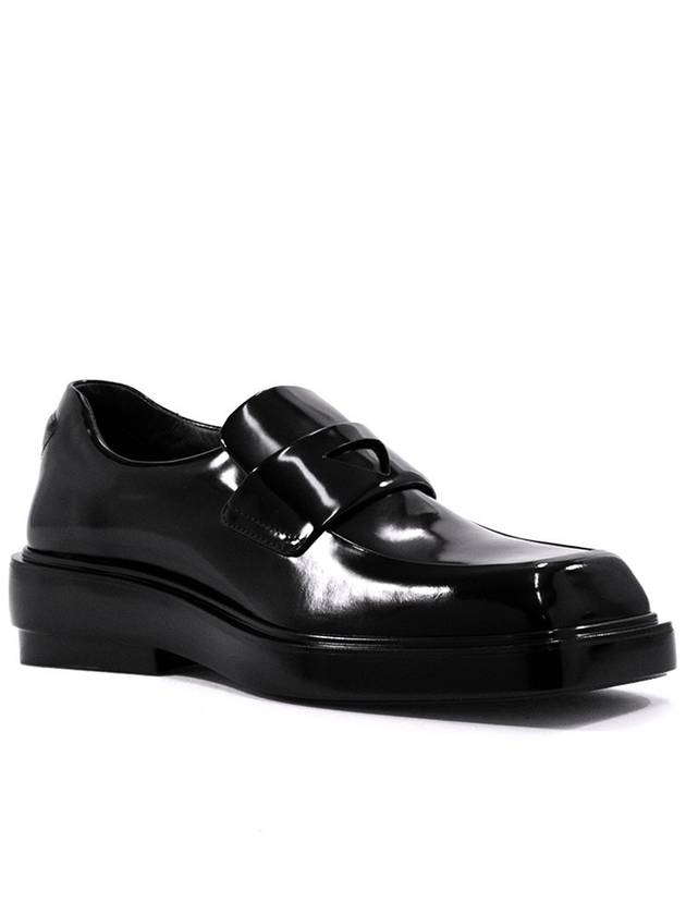 Square Toe Leather Loafers Black - PRADA - BALAAN 3