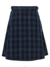 Tartan Flannel Side Tab A Line Skirt Blue - THOM BROWNE - BALAAN 2