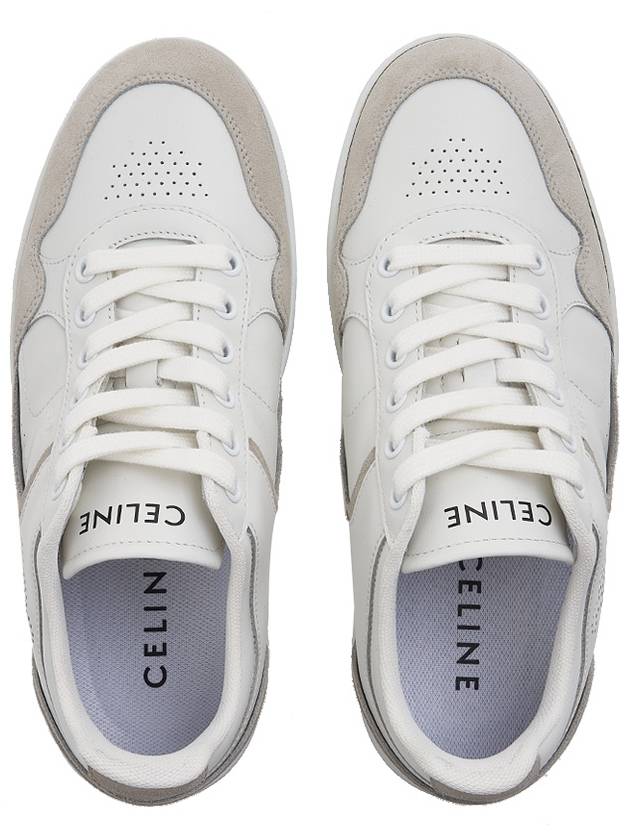 CT 10 Trainer Lace Up Suede Calfskin Low Top Sneakers White - CELINE - BALAAN 7